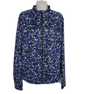 Exertek Womens Jacket Large Full Zip Multicolor Geometric Thumbholes Long Sleeve